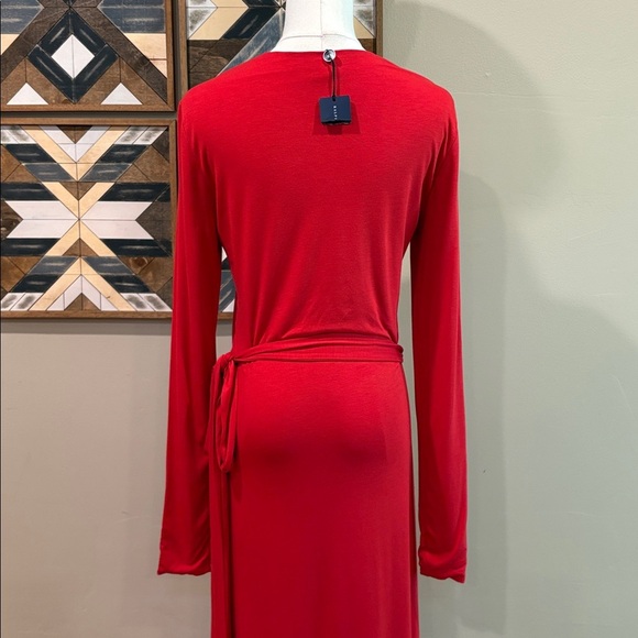 Ralph Lauren Red Long Sleeve Maxi Jersey Wrap Tie Dress size Medium - Picture 6 of 10